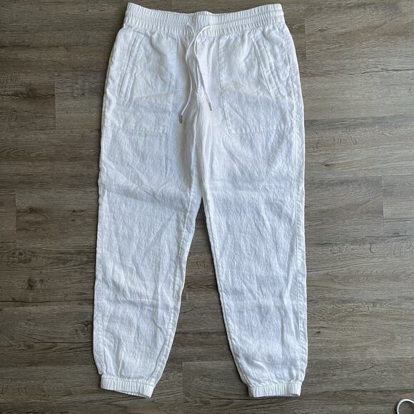 Athleta Retreat Linen High Rise Jogger Pants White Beachy Coastal Travel Size 8 - Picture 9 of 9